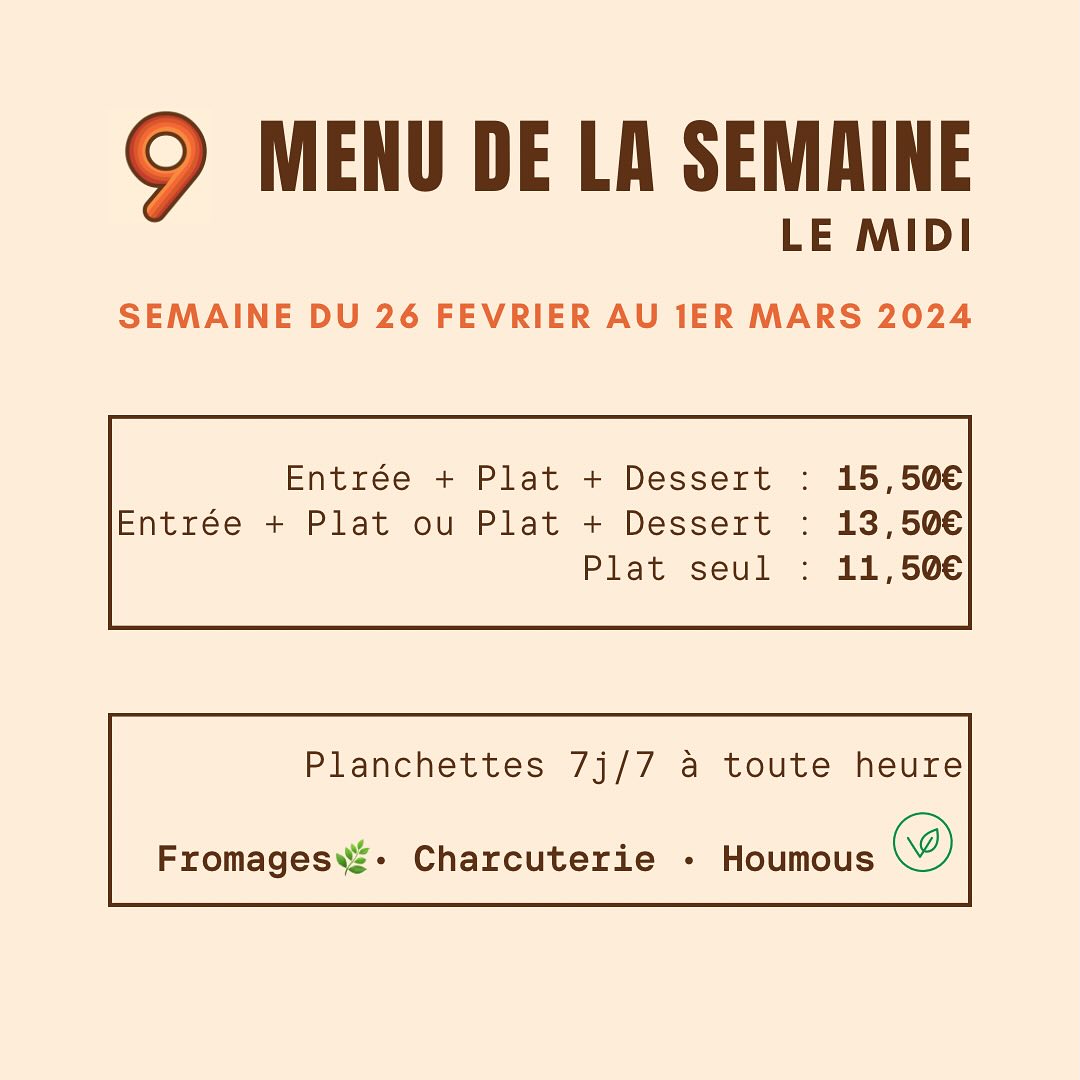 Menu de la semaine